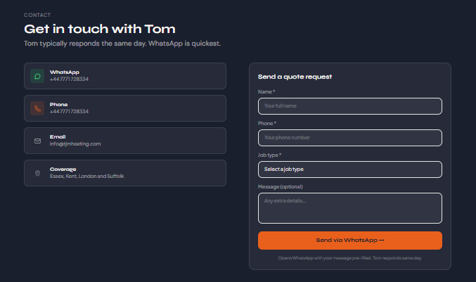 Contact Tom at TJM Heating