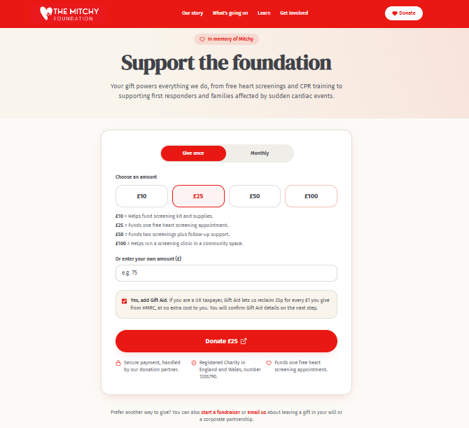 Support the foundation donation page